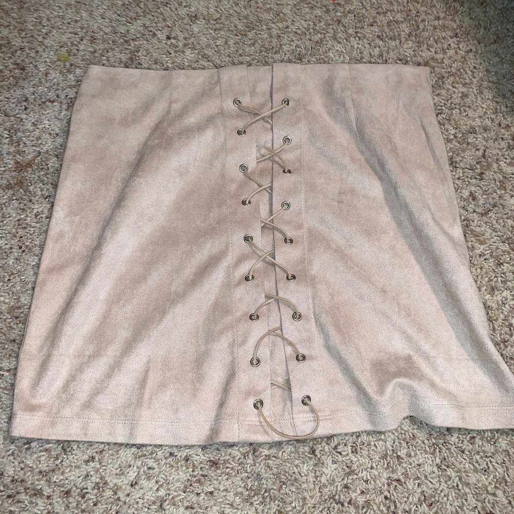 Suede boutique lace up skirt
